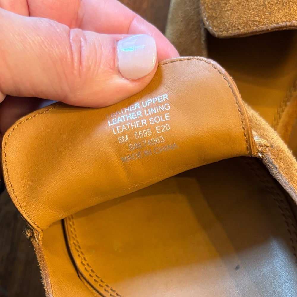 Tory Burch Suede Tan Logo Loafers Size 8 - Picture 4 of 6